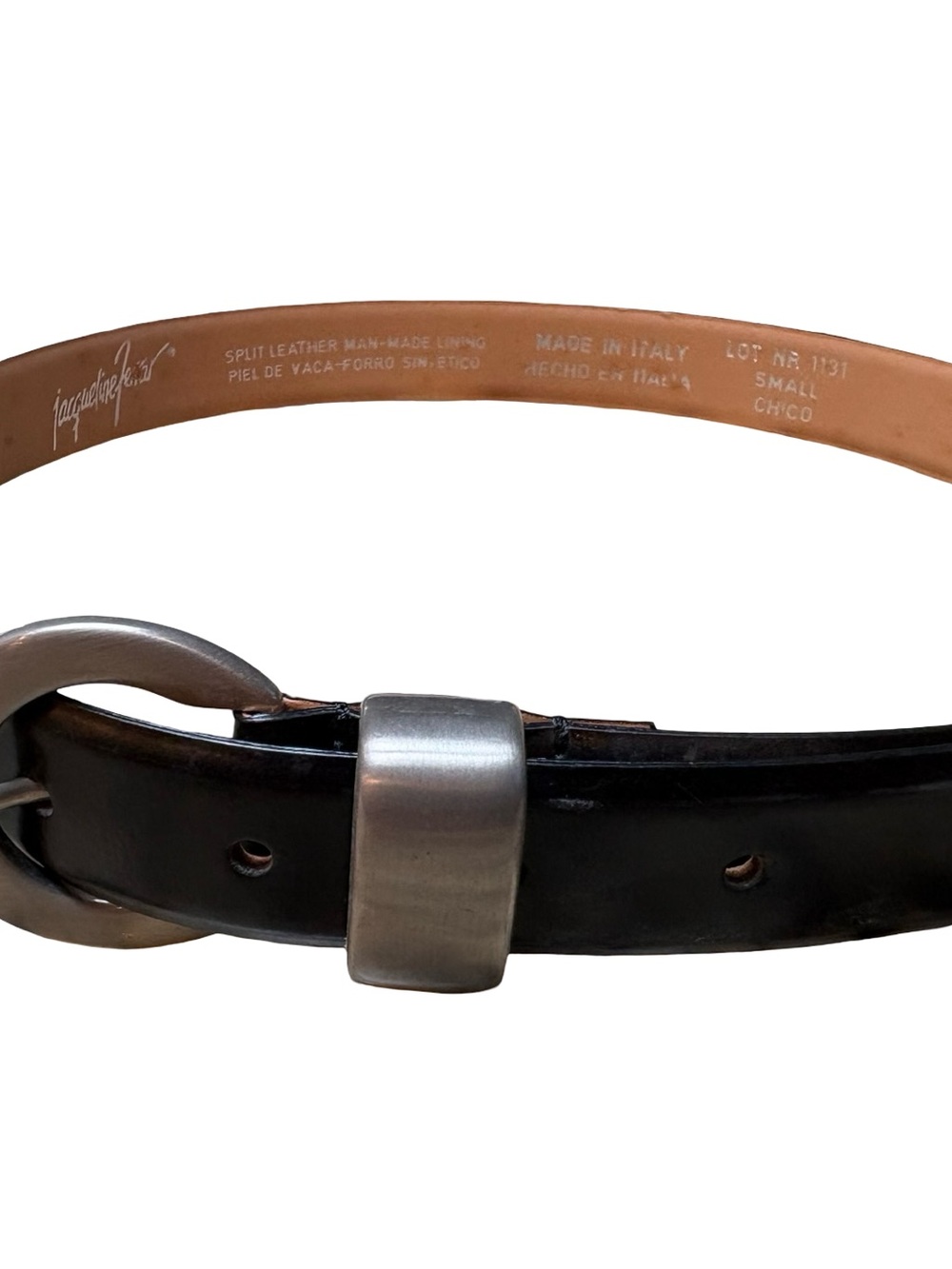 Jacqueline Ferrar Black Leather Belt with Silver Buckle Size Small